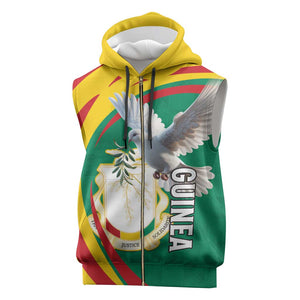 Guinea Sleeveless Zip Hoodie Coat Of Arms With Pigeon - Kente Pattern - African Pride