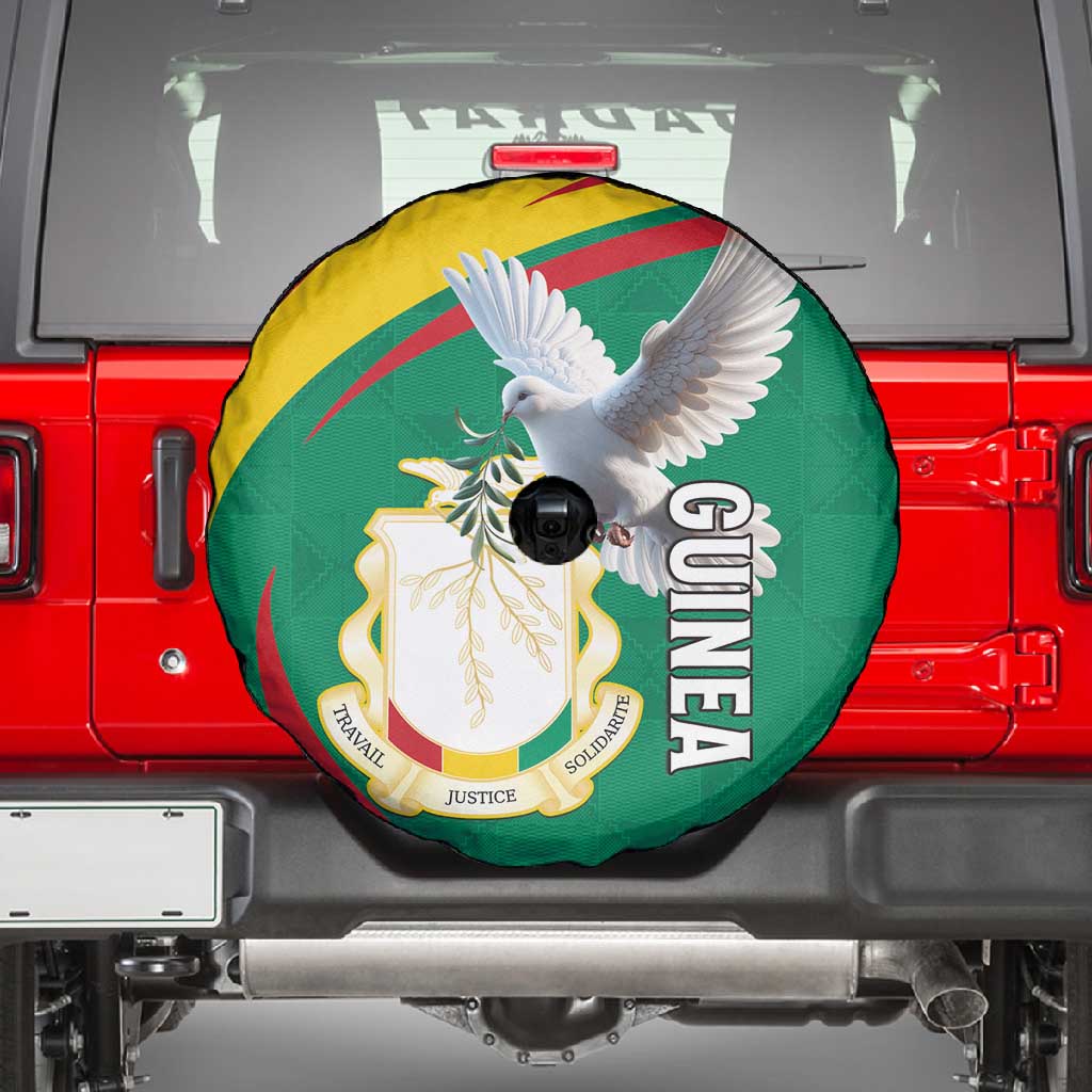 Guinea Spare Tire Cover Coat Of Arms With Pigeon - Kente Pattern