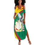 Guinea Summer Maxi Dress Coat Of Arms With Pigeon - Kente Pattern