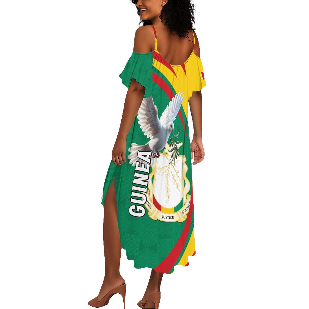 Guinea Summer Maxi Dress Coat Of Arms With Pigeon - Kente Pattern