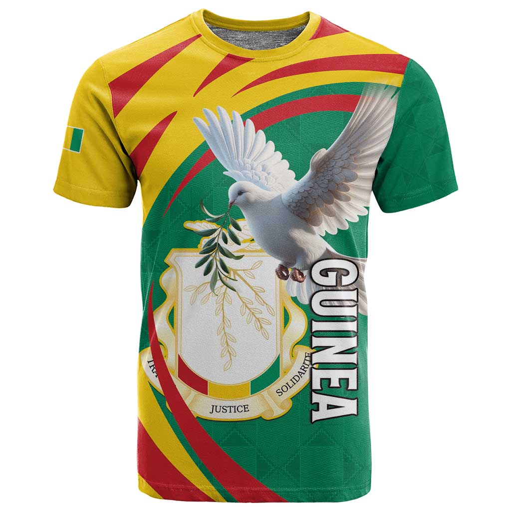 Guinea T shirt Coat Of Arms With Pigeon - Kente Pattern