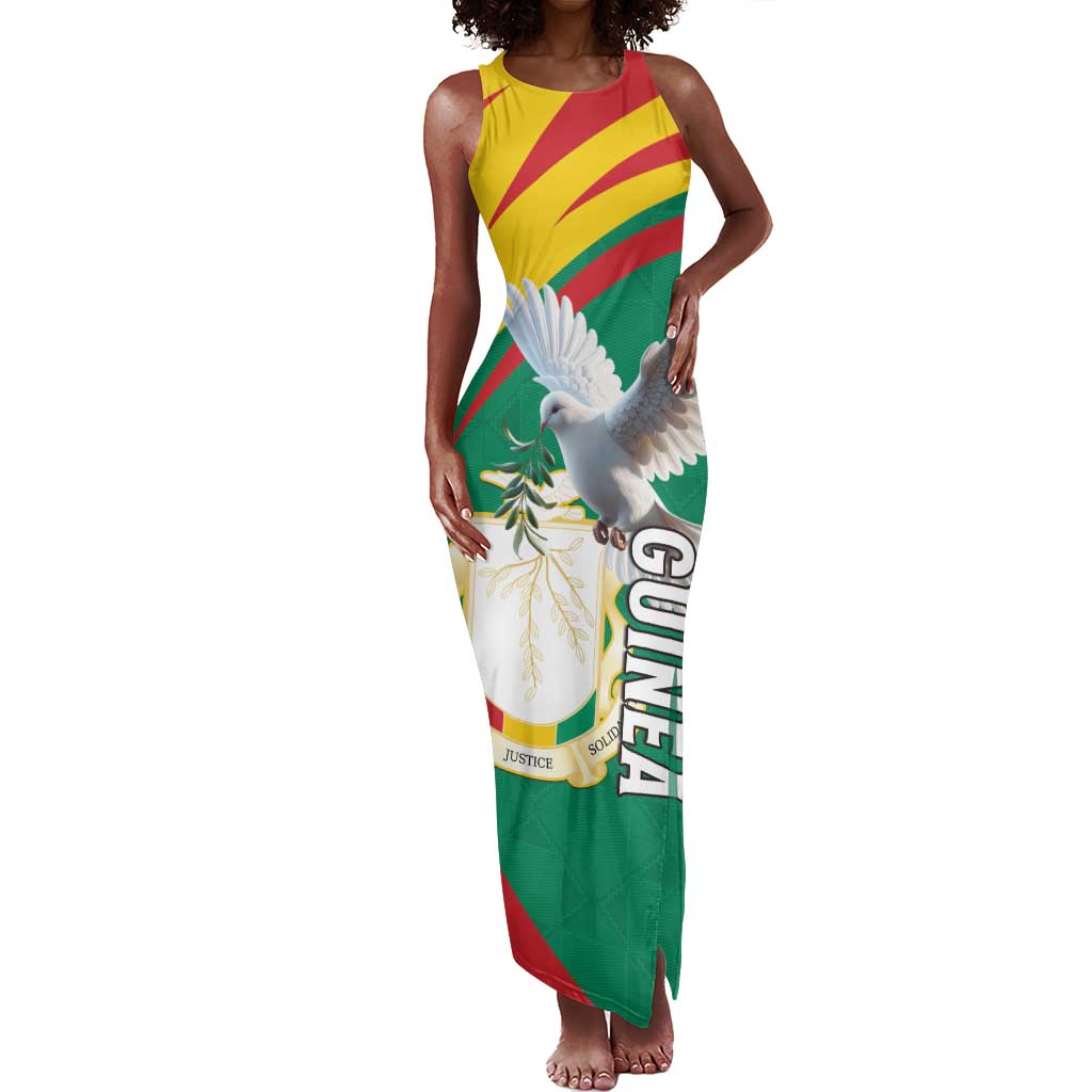 Guinea Tank Maxi Dress Coat Of Arms With Pigeon - Kente Pattern