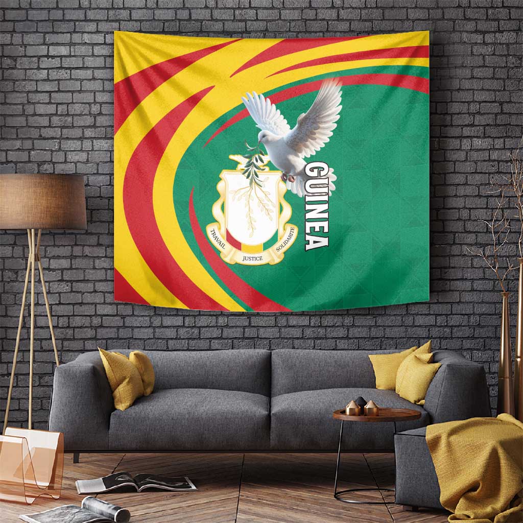 Guinea Tapestry Coat Of Arms With Pigeon - Kente Pattern