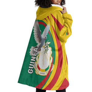 Guinea Wearable Blanket Hoodie Coat Of Arms With Pigeon - Kente Pattern