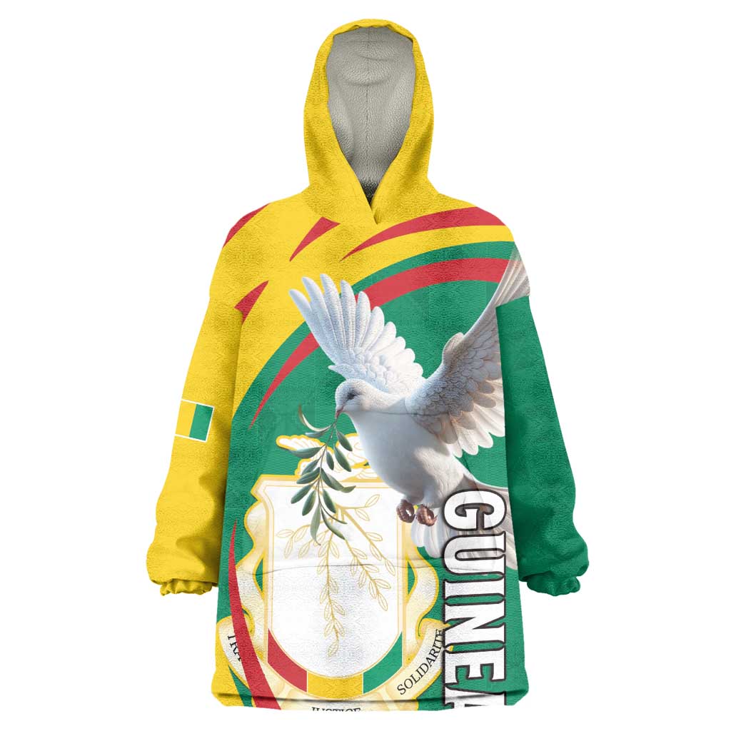 Guinea Wearable Blanket Hoodie Coat Of Arms With Pigeon - Kente Pattern