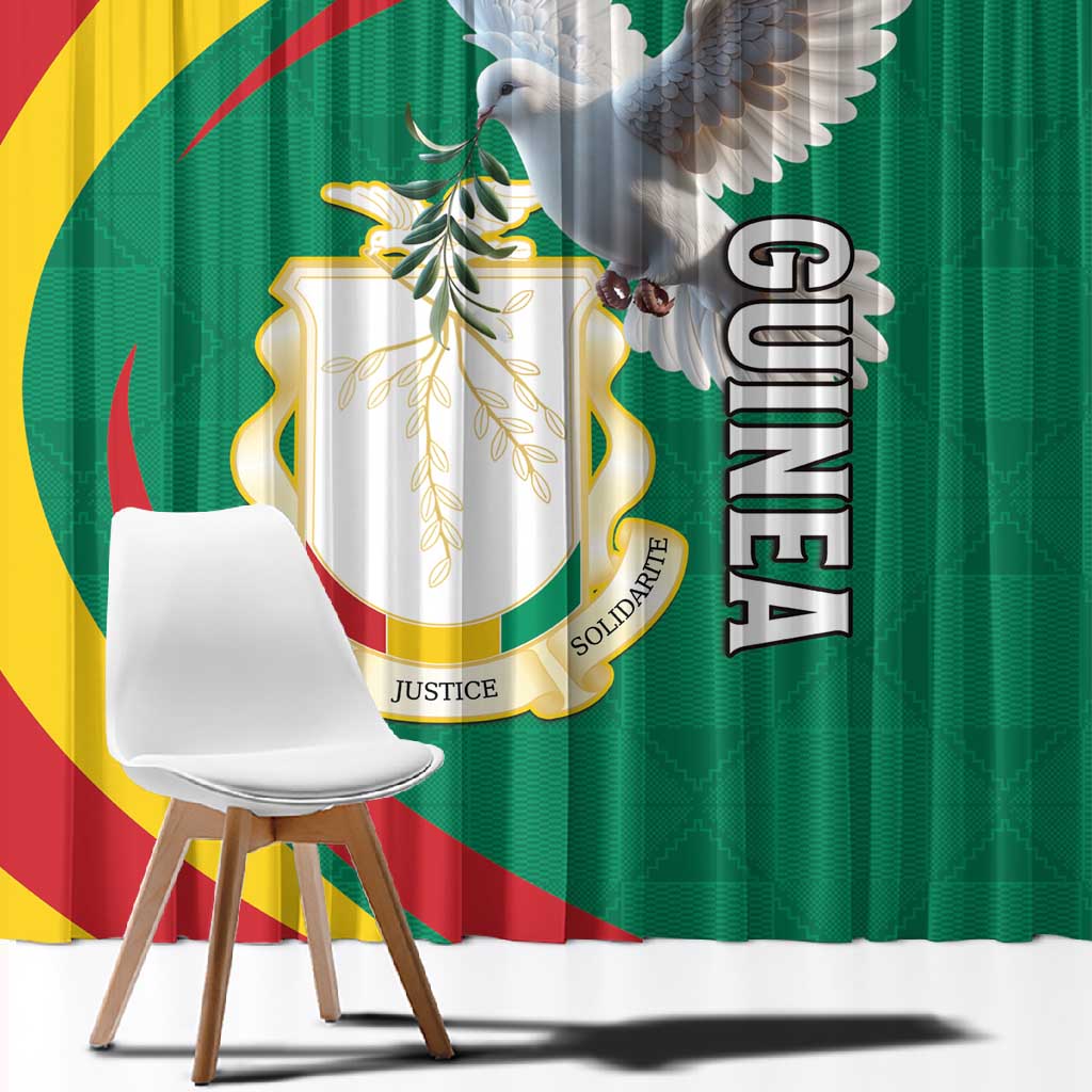 Guinea Window Curtain Coat Of Arms With Pigeon - Kente Pattern