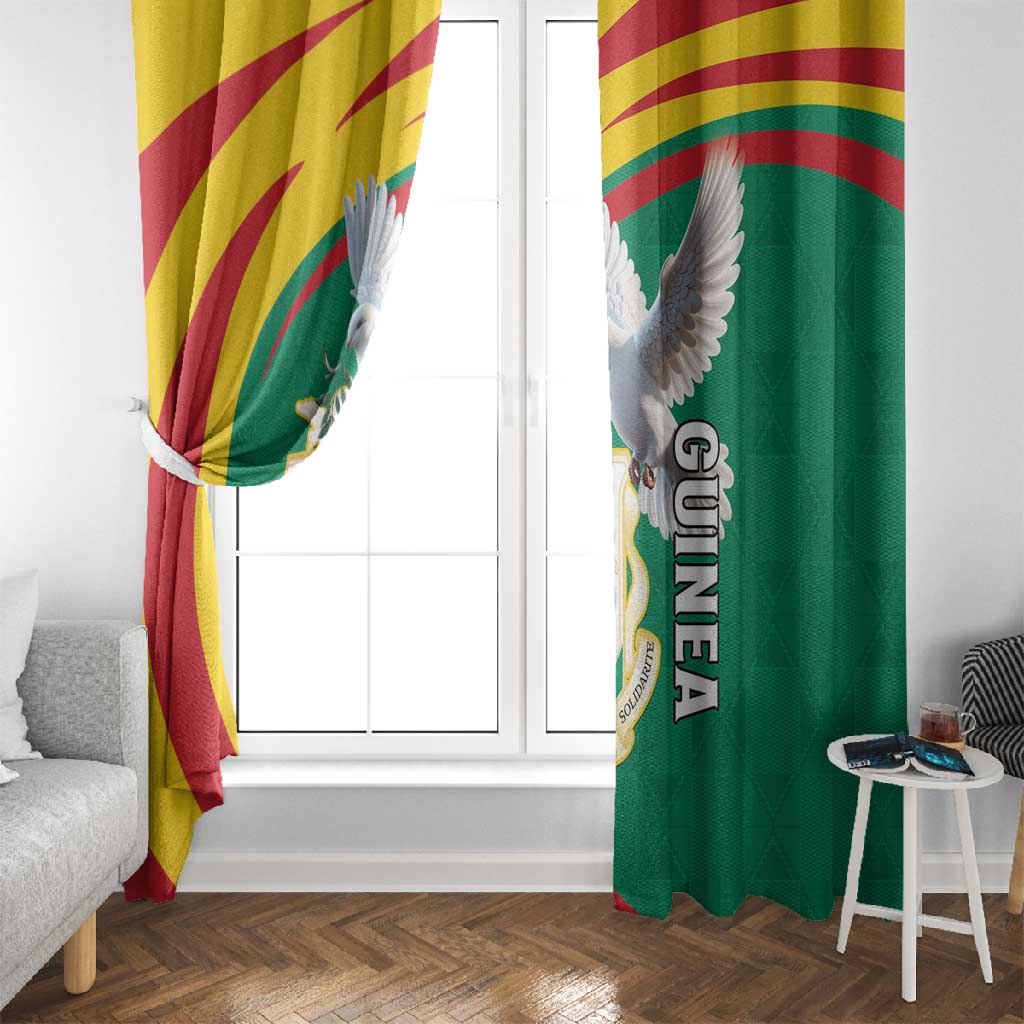 Guinea Window Curtain Coat Of Arms With Pigeon - Kente Pattern