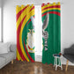 Guinea Window Curtain Coat Of Arms With Pigeon - Kente Pattern