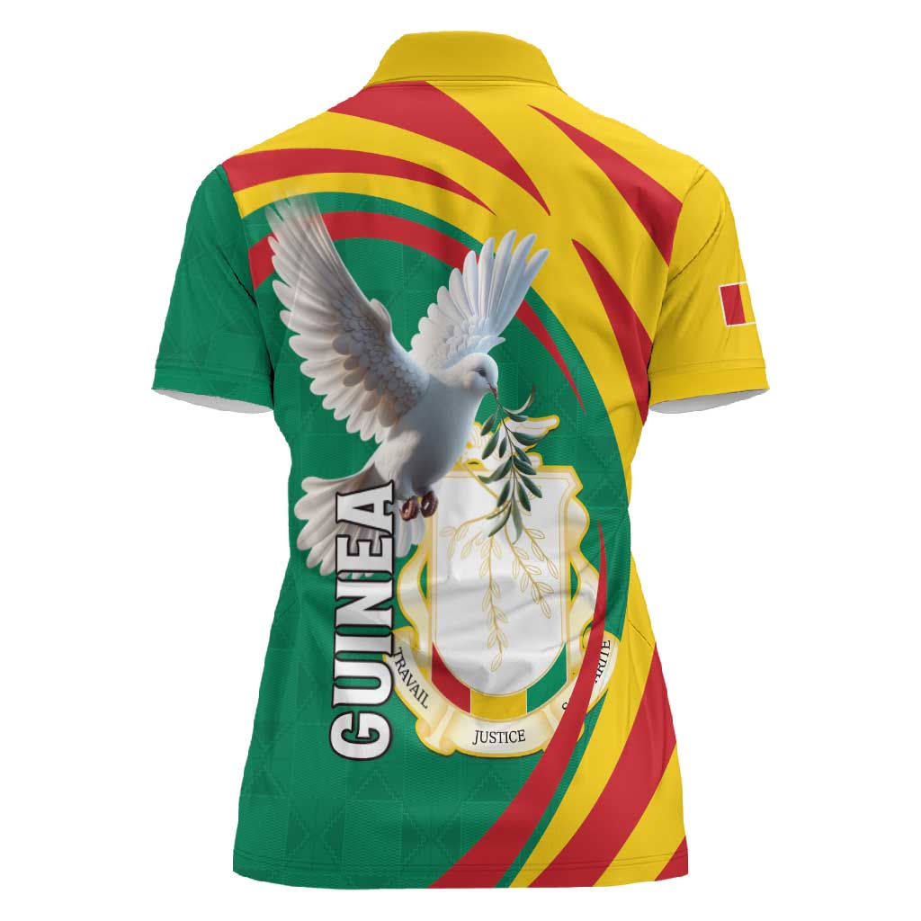 Guinea Women Polo Shirt Coat Of Arms With Pigeon - Kente Pattern