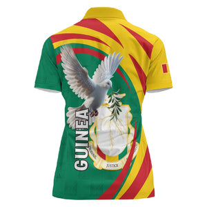 Guinea Women Polo Shirt Coat Of Arms With Pigeon - Kente Pattern