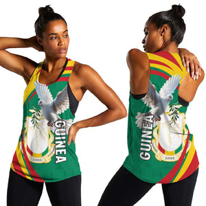 Guinea Women Racerback Tank Coat Of Arms With Pigeon - Kente Pattern
