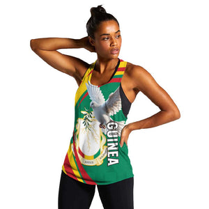 Guinea Women Racerback Tank Coat Of Arms With Pigeon - Kente Pattern