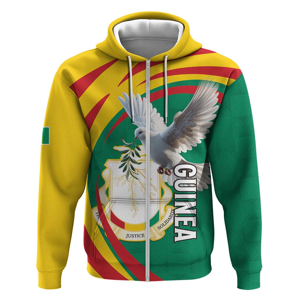 Guinea Zip Hoodie Coat Of Arms With Pigeon - Kente Pattern