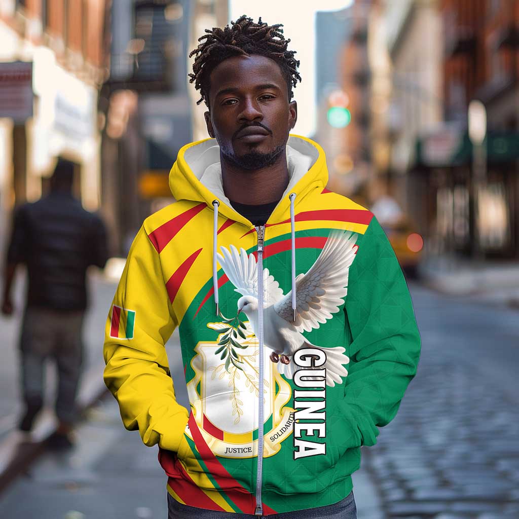 Guinea Zip Hoodie Coat Of Arms With Pigeon - Kente Pattern