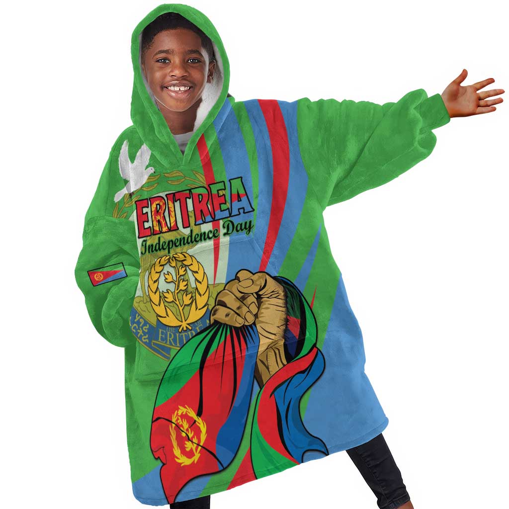 Happy Eritrea Independence Day Kid Wearable Blanket Hoodie 34th Anniversary