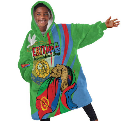 Happy Eritrea Independence Day Kid Wearable Blanket Hoodie 34th Anniversary