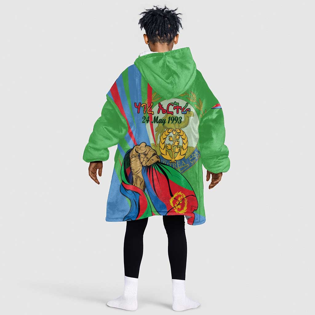 Happy Eritrea Independence Day Kid Wearable Blanket Hoodie 34th Anniversary