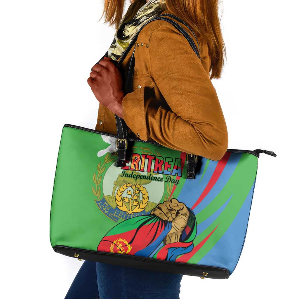 Happy Eritrea Independence Day Leather Tote Bag 34th Anniversary