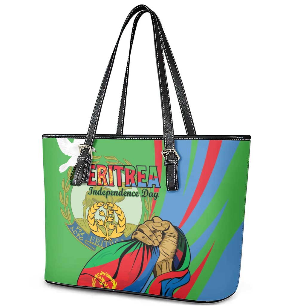 Happy Eritrea Independence Day Leather Tote Bag 34th Anniversary