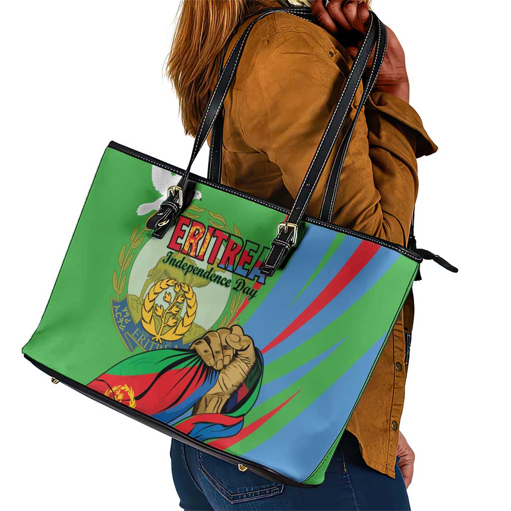Happy Eritrea Independence Day Leather Tote Bag 34th Anniversary