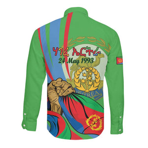 Happy Eritrea Independence Day Long Sleeve Button Shirt 34th Anniversary
