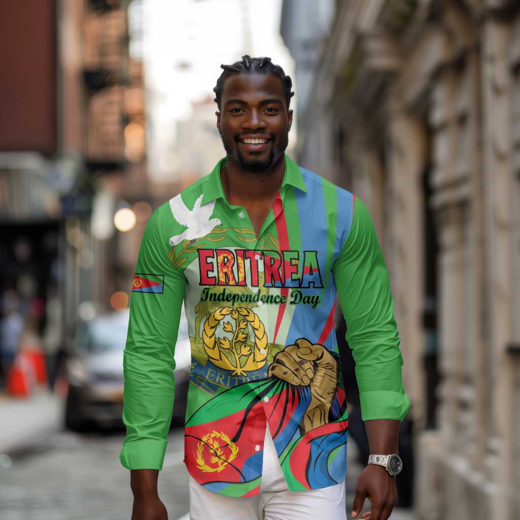 Happy Eritrea Independence Day Long Sleeve Button Shirt 34th Anniversary