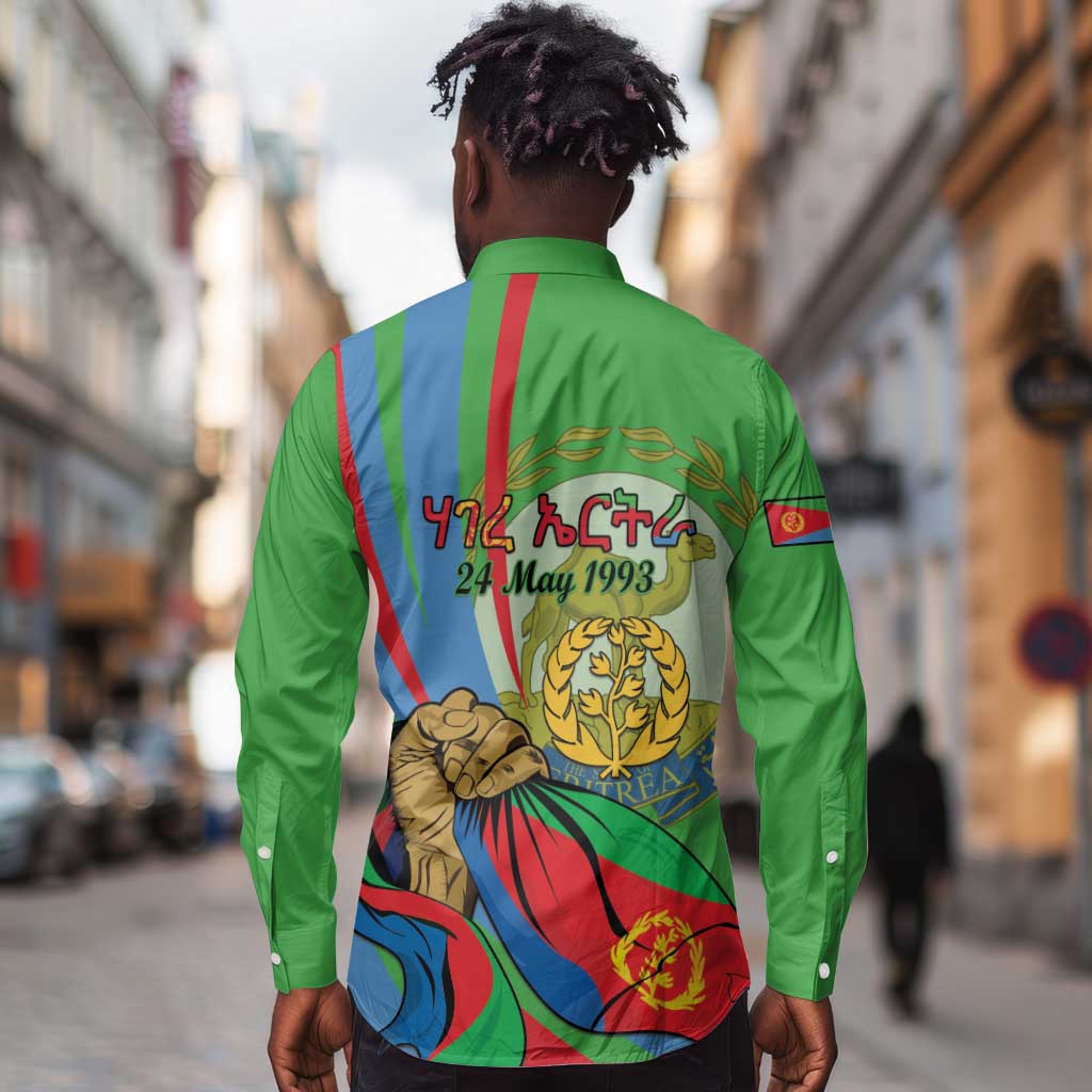 Happy Eritrea Independence Day Long Sleeve Button Shirt 34th Anniversary