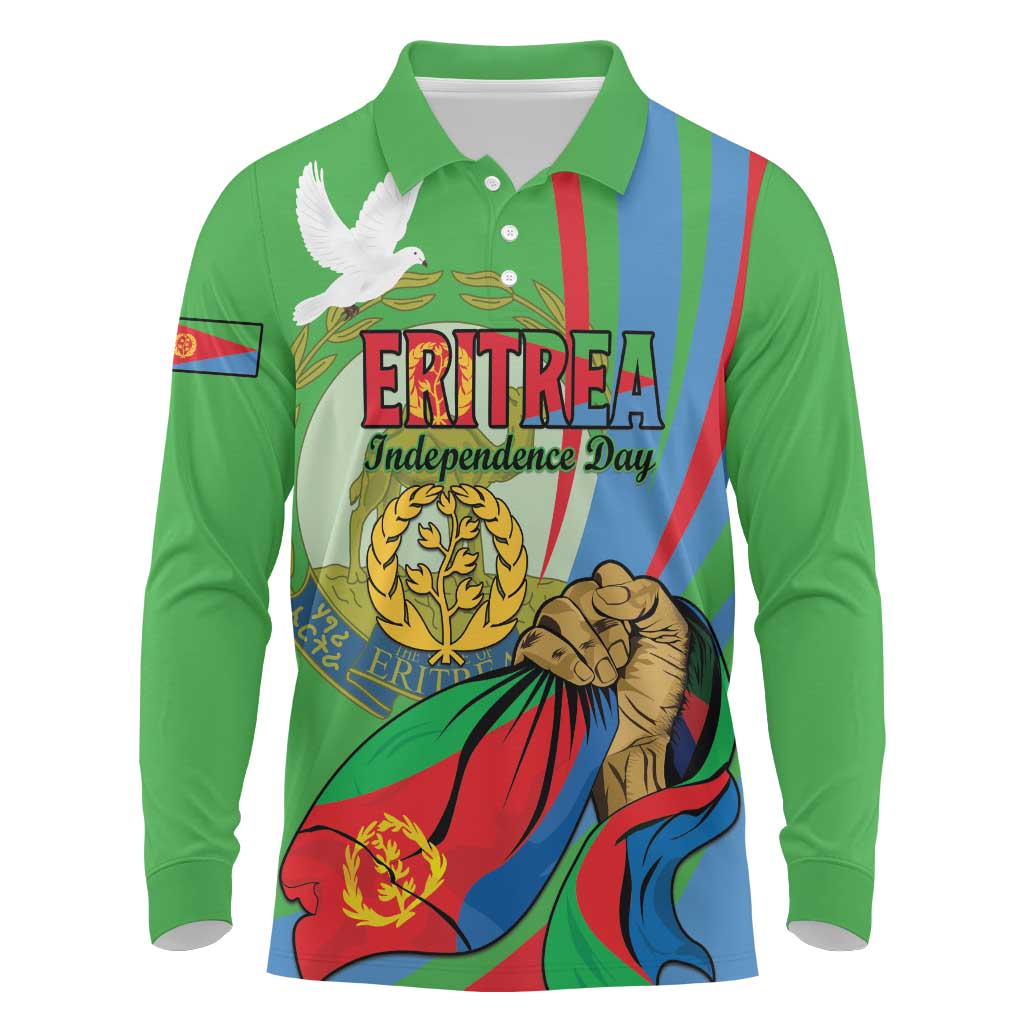 Happy Eritrea Independence Day Long Sleeve Polo Shirt 34th Anniversary
