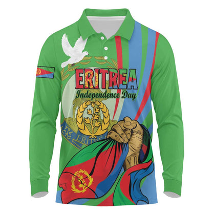 Happy Eritrea Independence Day Long Sleeve Polo Shirt 34th Anniversary