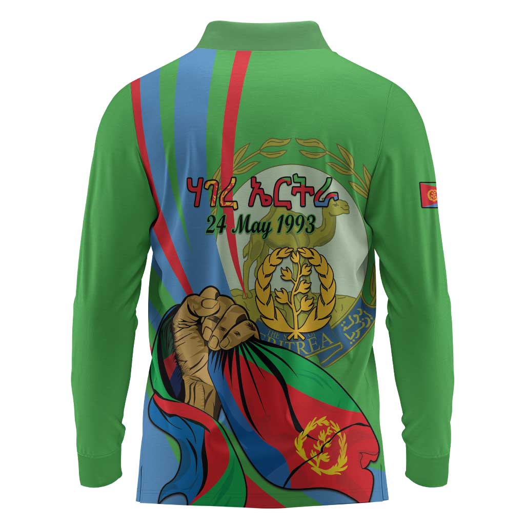Happy Eritrea Independence Day Long Sleeve Polo Shirt 34th Anniversary