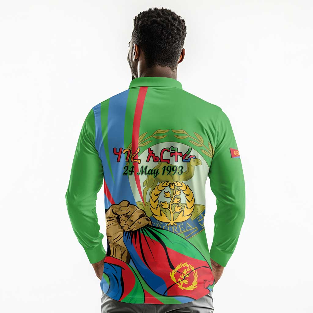 Happy Eritrea Independence Day Long Sleeve Polo Shirt 34th Anniversary