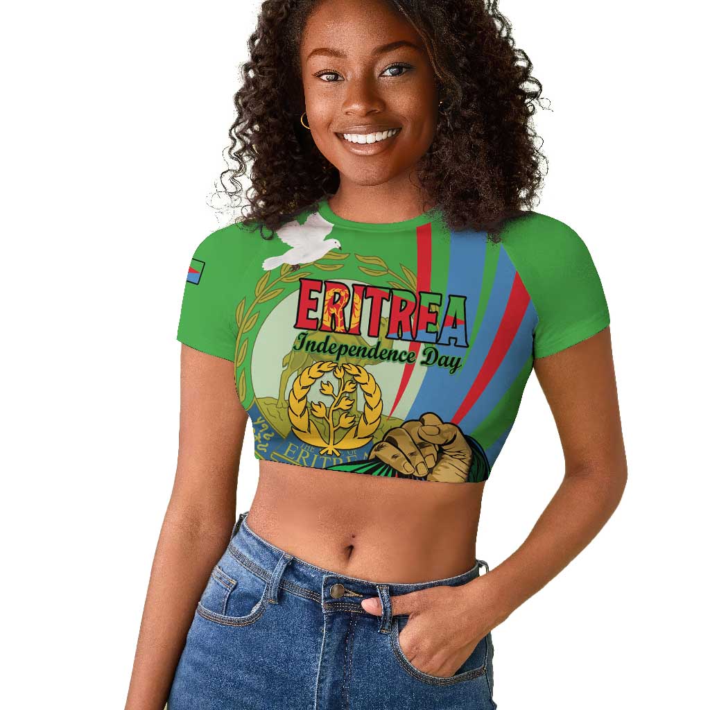 Happy Eritrea Independence Day Raglan Cropped T shirt 34th Anniversary