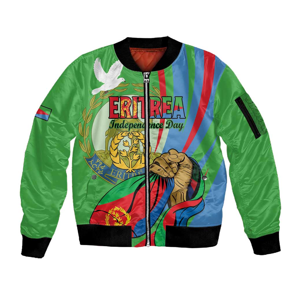 Happy Eritrea Independence Day Sleeve Zip Bomber Jacket 34th Anniversary