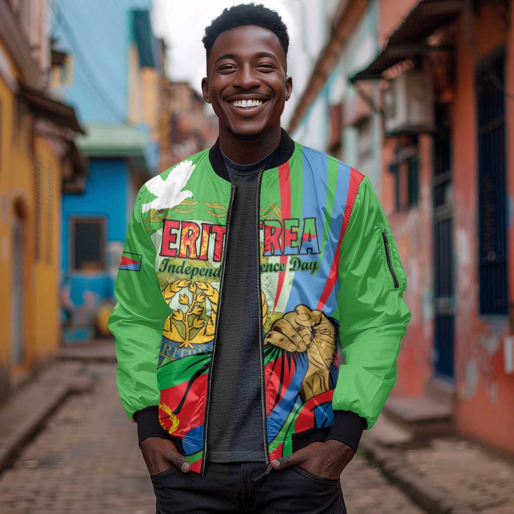 Happy Eritrea Independence Day Sleeve Zip Bomber Jacket 34th Anniversary