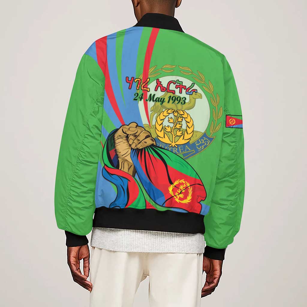 Happy Eritrea Independence Day Sleeve Zip Bomber Jacket 34th Anniversary