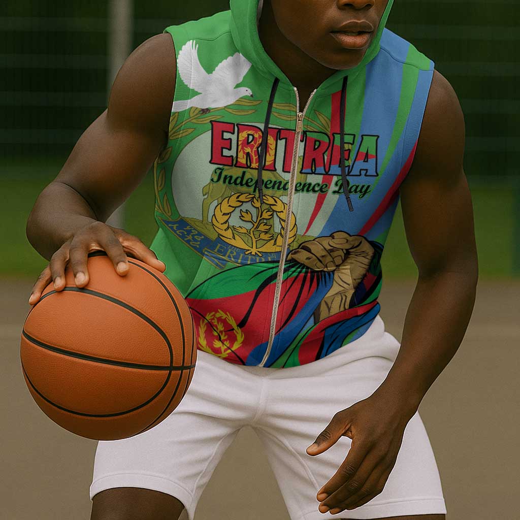 Happy Eritrea Independence Day Sleeveless Zip Hoodie 34th Anniversary - African Pride