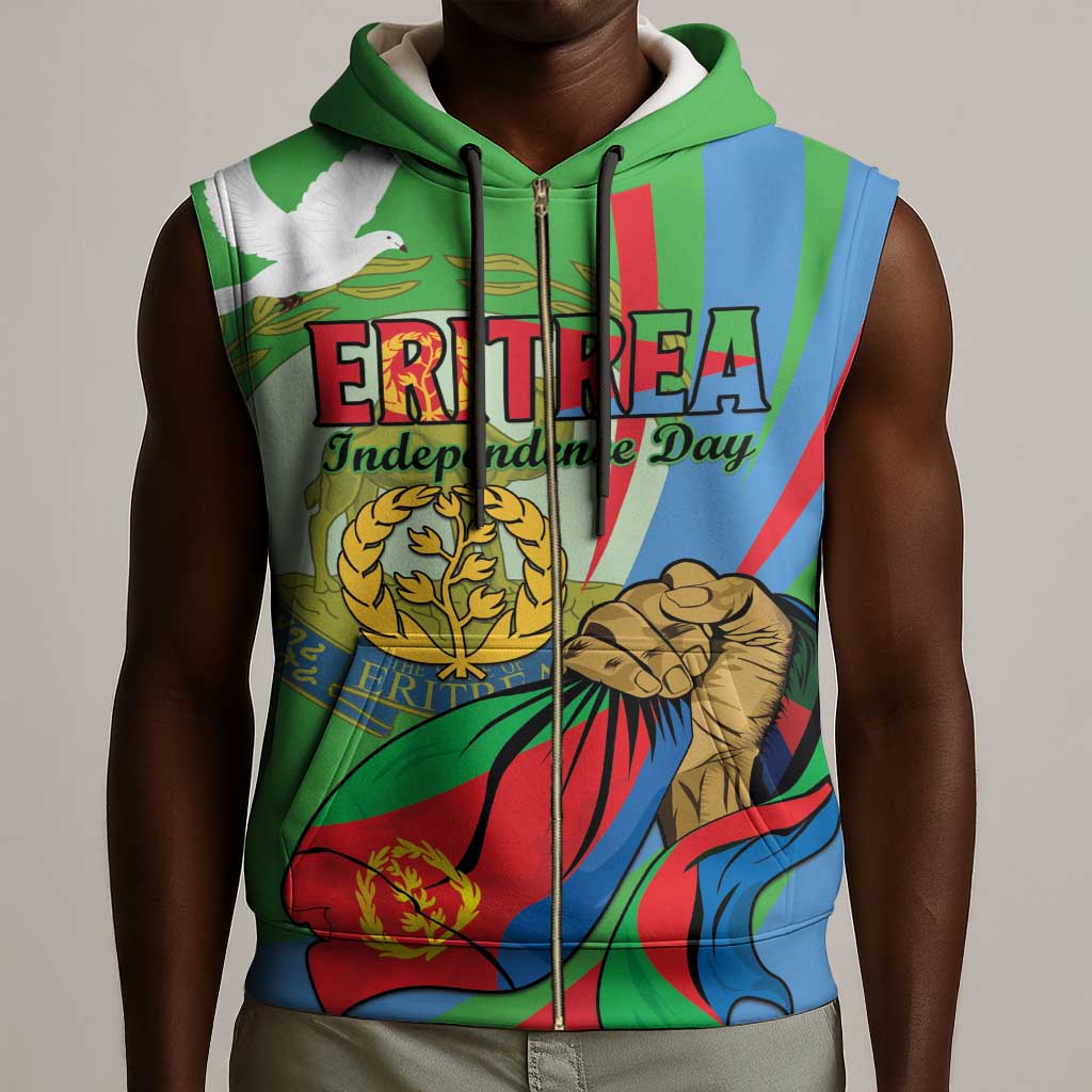 Happy Eritrea Independence Day Sleeveless Zip Hoodie 34th Anniversary - African Pride