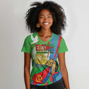Happy Eritrea Independence Day Women V-Neck T-Shirt 34th Anniversary
