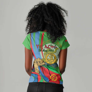 Happy Eritrea Independence Day Women V-Neck T-Shirt 34th Anniversary
