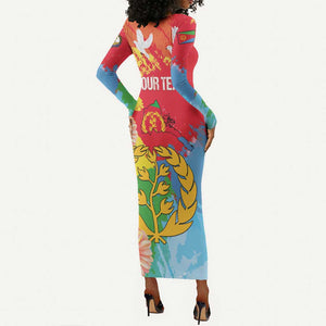 Personalised Eritrea Long Sleeve Bodycon Dress Happy Independence Day LT15