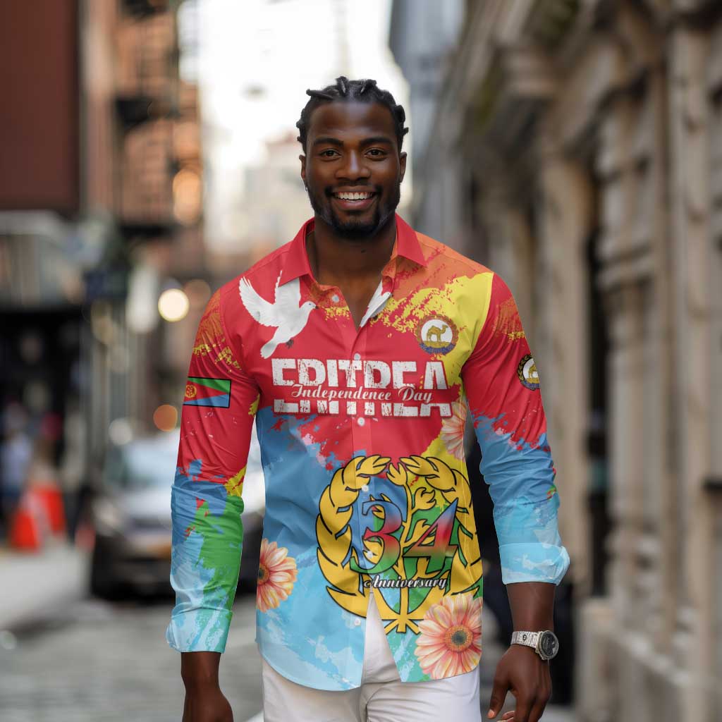 Personalised Eritrea Long Sleeve Button Shirt Happy Independence Day