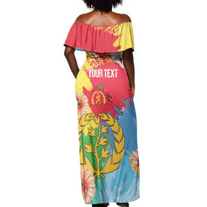 Personalised Eritrea Off Shoulder Maxi Dress Happy Independence Day