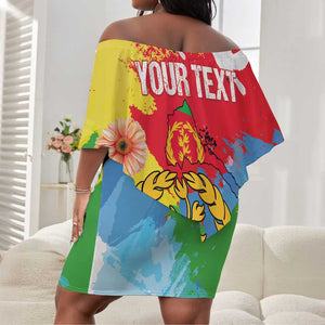 Personalised Eritrea Off Shoulder Short Dress Happy Independence Day