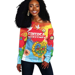 Personalised Eritrea Off Shoulder Sweater Happy Independence Day