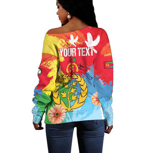 Personalised Eritrea Off Shoulder Sweater Happy Independence Day