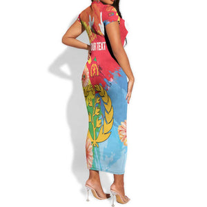 Personalised Eritrea Short Sleeve Bodycon Dress Happy Independence Day LT15