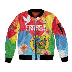 Personalised Eritrea Sleeve Zip Bomber Jacket Happy Independence Day