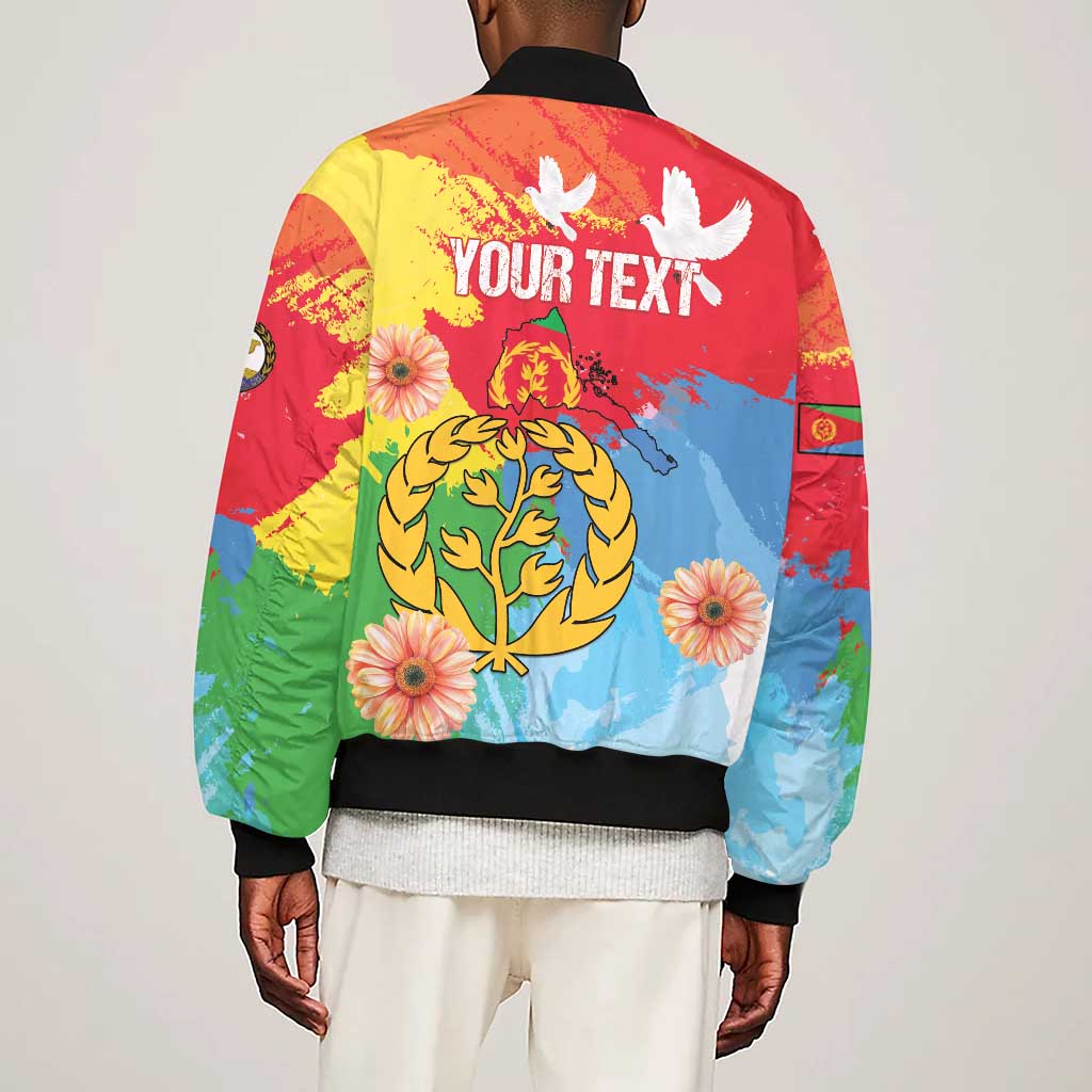 Personalised Eritrea Sleeve Zip Bomber Jacket Happy Independence Day
