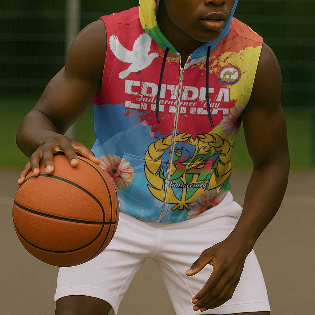 Personalised Eritrea Sleeveless Zip Hoodie Happy Independence Day - African Pride