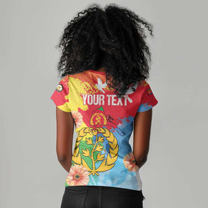Personalised Eritrea Women V-Neck T-Shirt Happy Independence Day